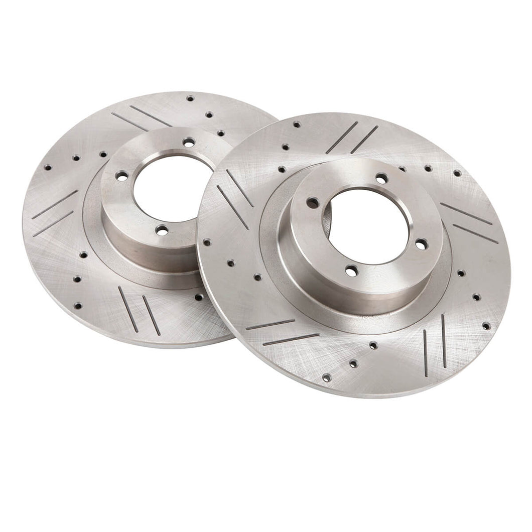 tr6-209327DG Front cross drilled and slotted Brake Rotor PAIR