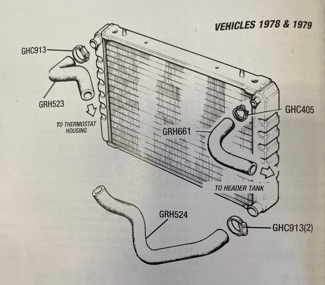 TR7 - GRH661 Top hose radiator right and left