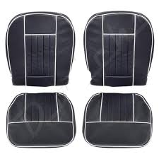MGB-SC103AWL Seat Kit, Leather (non-reclining), Black w/ White Piping 1962-68